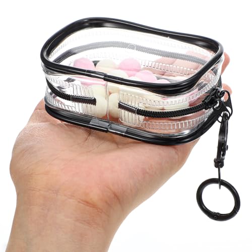 Image of Clear Figure Display Bag with Keychain, Portable Doll Storage Bag Blind Box Display Case Bags Waterproof Carrying Pouch Keychain for Mini Figure /Doll Collectors