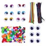 KAILIKETIY Set 700 Pezzi Scovolini in Ciniglia e Pon Pon Colorati in Poliestere per Artigianato Creativo, Sviluppo Immaginazione e Abilità Manuali, per Lavoretti Natalizi
