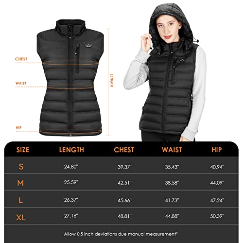 Coreedge Heated Vest For Women With Detachable Heated Hood, Black Electric Vest For Women With Battery Kit #TOP5