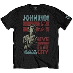John Lennon Live in NYC 1972 The Beatles Officiel T-Shirt Hommes Unisexe - Les Beatles, Paul McCartney, John Lennon, RIngo Starr, George Harrison
