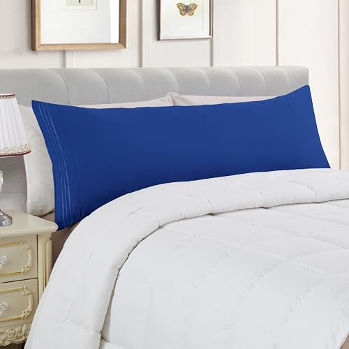 Image of Elegant Comfort Luxury Ultra-Soft 1-Piece Body Pillowcase - 1500 Premium Hotel Quality Microfiber Double Brushed - Wrinkle Resistant, Body Pillowcase Size, Royal Blue