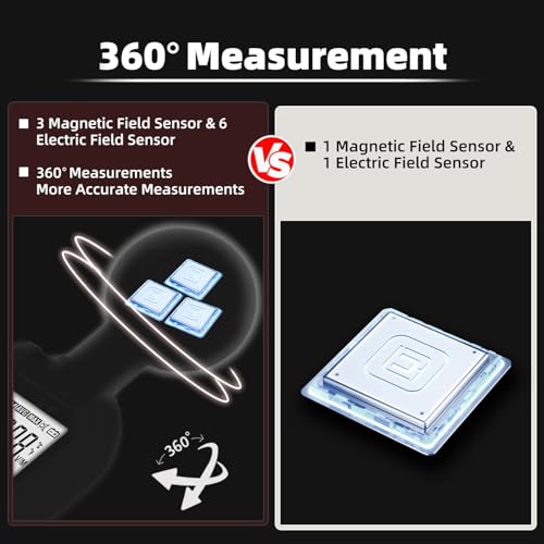 BSIDE K7 EMF Messgerät Strahlungsdetektor Messgerät für Elektromagnetische Felder Großem LCD Hintergrundbeleuchtung Handheld EMF Tester mit Taschenlampe Ghost Hunting Detektor für Zuhause/im Freien