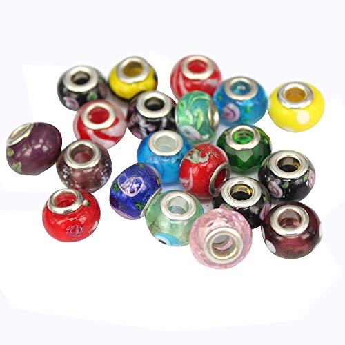 Eizur 100Pcs Perlas de Cristal Grande Agujero Perlas de Vidrio de Cristal Fits Pandor Style Charm Bracelets