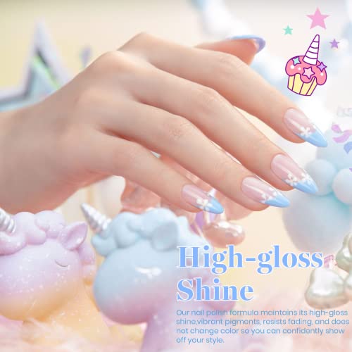 Beetles Gel Nail Polish, Unicorn Collection Pastel Blue Yellow Pink Gel Polish Soak Off Baby Blue Yellow Purple Nail Polish Spring Into Summer Best Easter Gel Polish ​Easter Decorations Nail Art Gifts #TOP4