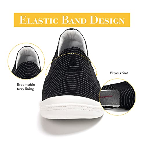 Image of FUNKYMONKEY Slip-On Canvas Sneakers for Women, Comfortable Lightweight Lace-Up Flat Casual Tennis Shoes Breathable Walking Shoes for Everyday Wear