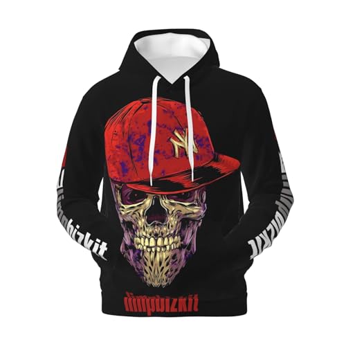 RATKATU Herren Basic Limp Weiches Bizkit Fleece Hoodie Langarm Pullover Neuheit Mode Kapuzenpullover Band Sweatshirt für Männer Bkleidung Fans Geschenke Merch Tee Tops