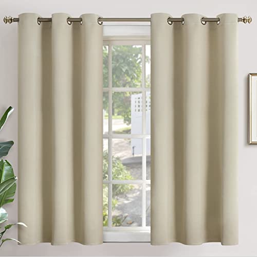 YoungsTex Beige Short Blackout Curtains 45 Inches Length for Window - Thermal Insulated with Grommet Room Darkening Drapes Privacy for Bedroom Kitchen Bathroom, 2 Panels, 42 x 45 Inch by YoungsTex - Used condition - US$9.86