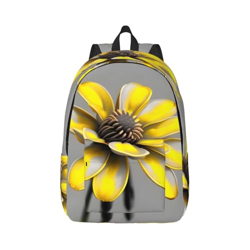 Sac à dos d'extérieur imprimé floral jaune gris pour voyage décontracté