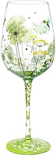 NymphFable Annes Lace Flower Wine Glass Bird Gragonfly Artisan Painted Glass 15oz Personalised Gift for Best Friend