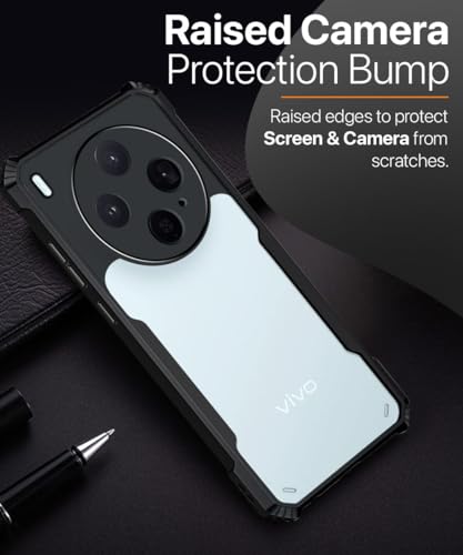 Image of WOW IMAGINE Shock Proof Clear Back Case Mobile Cover for Vivo X300 5G (Hard | Hybrid PC + TPU | Full Armour Device & Camera Protection | Black)