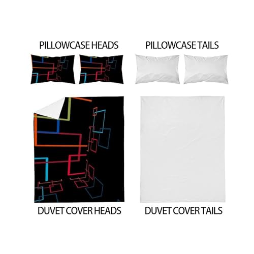 Housse de couette microfibre 200x200 imprimé moderne couvre-lit 3 pièces adulte - 4
