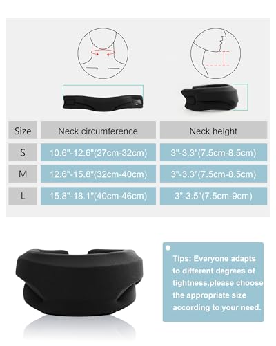 Neck Brace for Sleeping - Cervical Collar Relief Neck Pain and Neck Support Soft Foam Wraps Keep Vertebrae Stable for Relief of Cervical Spine Pressure for Women & Men Black Large Size - Thumbnail 7