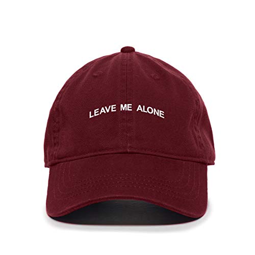 Tech Design Leave Me Alone Embroidered Baseball Cap Cotton Adjustable Dad Hat Burgundy