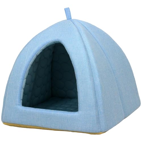 PetStyle ペットベッド ひんやり 夏 洗える 犬 猫 ベッド ペット クール マット ドーム型 テント ハウス ねこ いぬ ペットテント 冷感 おしゃれ ピラミッドハウス 夏用 XLサイズ (春夏/ブルー)