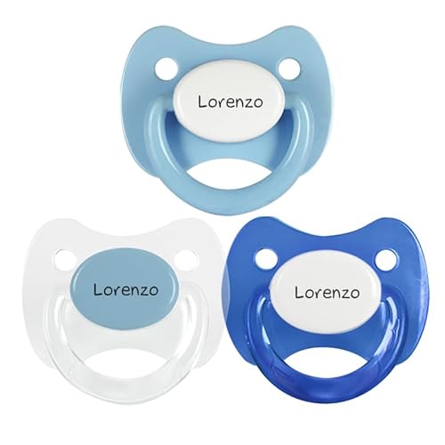 Kuxulu - Pack Chupetes Personalizados con Nombre para Bebes - Tetinas de Silicona para bebes - Tetina 0/6 Meses Modelo Azules Kuxulu - Pack Chupetes Personalizados con Nombre para Bebes - Tetinas de Silicona para bebes - Tetina 0/6 Meses Modelo Azules