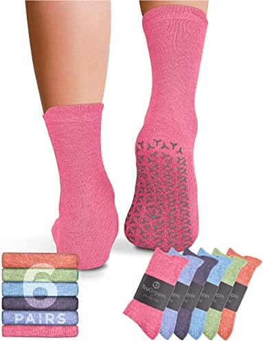TruGrippin No Slip Socks Women - 6 Pair Non Skid Socks Womens | Grippy Socks for Women
