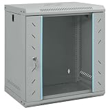 Fecpoo Netzwerkschrank Grau 53 x 45 x 60 cm aus Stahl mit Einscheibensicherheitsglas – Für innen, Büro und Technikorganisation