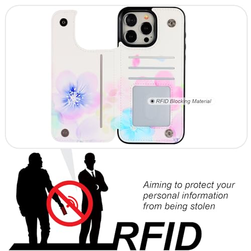 HAOPINSH Wallet Case with Card Holder for iPhone 15 Pro Max,Pale Flower by HAOPINSH - Used condition - Image 4
