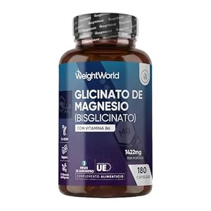 Glicinato de Magnesio 1422mg con Vitamina B6-180 Cápsulas Veganas que Aportan 200mg de Magnesio Puro - 3 Meses de Suministro, Sin OGM ni Estearato de Magnesio