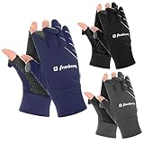 Sratte 3 Pairs Fishing Gloves for Men 3 Cut Fingers Flexible Winter Warm Fingerless Gloves for Fly Fishing, Ice Fishing, Photography and Hunting, 3 Colors