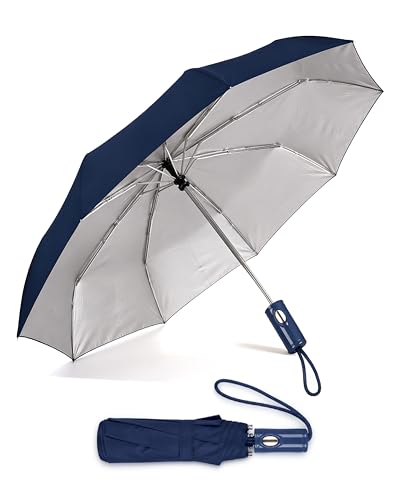 Image of Destinio Umbrella for Man - Large Size, Fully Automatic, Windproof Fibreglass Ribs, UPF 50+ Sun Protection, Premium 210T Pongee, Foldable Travel Umbrella for Rain for Men and Women - 3 fold Compact Easy to Carry (Auto open auto close)