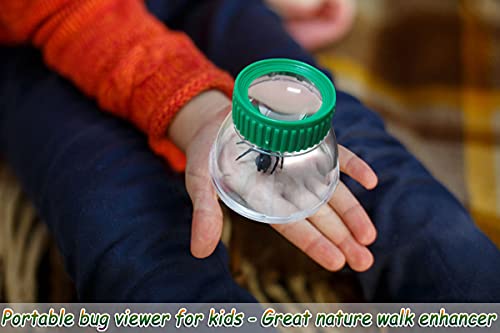 Roranic Insect Observation Kit,5X Magnifying Bug Viewer Built-In 7Cm Ruler With 2 Slant Tweezers 2 Artificial Insects 1 Organza Bag, Bug Catcher Cage For Kids Science Nature Exploration (2Pack Green) #TOP1