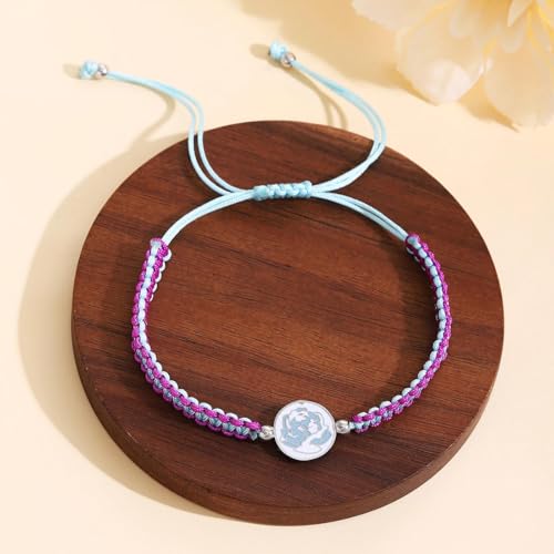 Chaîne de corde perlée bleue ajustable pour éviter les bracelets trop grands