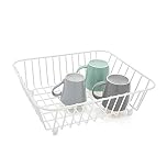 simplywire – Kitchen Sink Basket – Dish Drainer – White Plastic Coated Steel