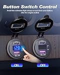 Meikuler 12V / 24V Built-in Socket Cigarette Lighter Charger, QC3.0 Type C Charger, with LED Voltmeter Display for Auto Boot Marine MacBook etc (PD & QC & Button)