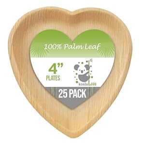 Palm Leaf 4 Inch Heart Bowls Bamboo Plates Disposable Party Tableware Best Alternative to Plastic by KoalaLove