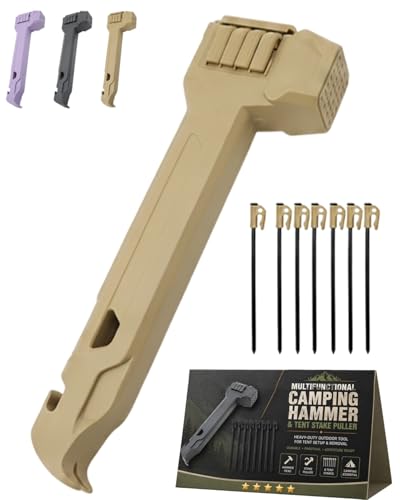 Value Camp Kit Hammer - 3-in-1 Stake Puller with 8 Pegs