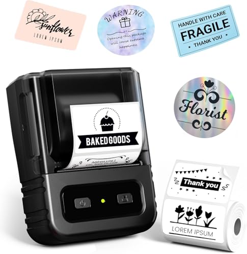 Ponek Label Maker, M102 Barcode Label Printer with 7000+ Icons 700+ Templates, 2 Inch Label Maker for Small Business, Home, Office, Kitchen, School, Gift Tag Printer