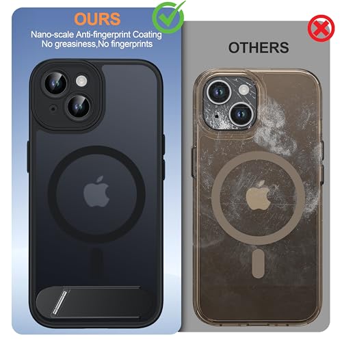 AMILIFECASES Magnetic Compatible with iPhone 15 Case, [Built-in Invisible Kickstand][Compatible with MagSafe][Full Camera Protection] Translucent Matte Phone Case for iPhone 15 6.1" Black by AMILIFECASES - Used condition - Image 8