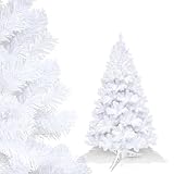 Randaco Sapin de Noël Artificiel de 120 cm avec 200 Pointes   en PVC Ignifuge   Blanc