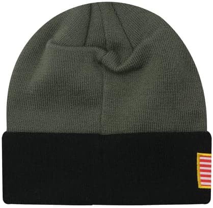 Icon Sports U.S. Military Beanie – Official Embroidered Flag Patch Warm Winter Knit Cap Adult Unisex Hats for Men Women | U.S. Army, Green, One Size
