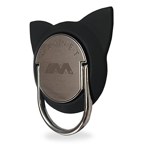 Finger Ring for Magnetic Car Mount,Metal Cell Phone Finger Holder Stand, Pop 360 Rotation Cat Shape Grip Socket Kickstand for iPhone X 7 8 Plus 6 6S SE, Samsung Galaxy Note 8 S8 S7 Tablet (Black)
