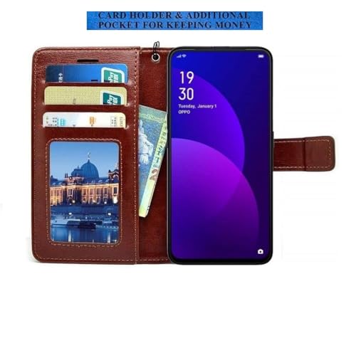 Image of Vintage Closer Matte Leather Flip Cover Compatible Model for Oppo CPH2667 / K12x 5G - Tan Brown