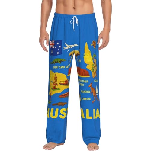 Bas de pyjama homme en flanelle douce imprimé Australie finitions premium avec poches