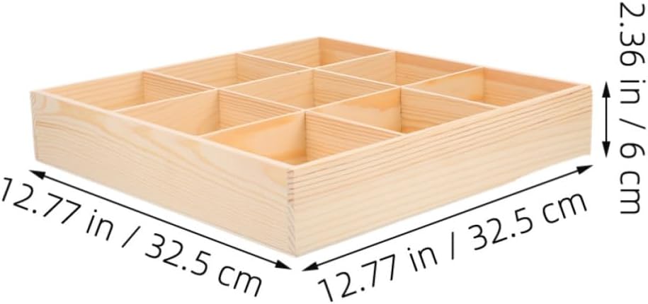 2pcs Wooden Drawer Organizer for Clothes with 9 Multi-compartment Dividers, Space Saving Storage Box for Socks, Underwear, and Accessories, for Closet and Dresser Organization