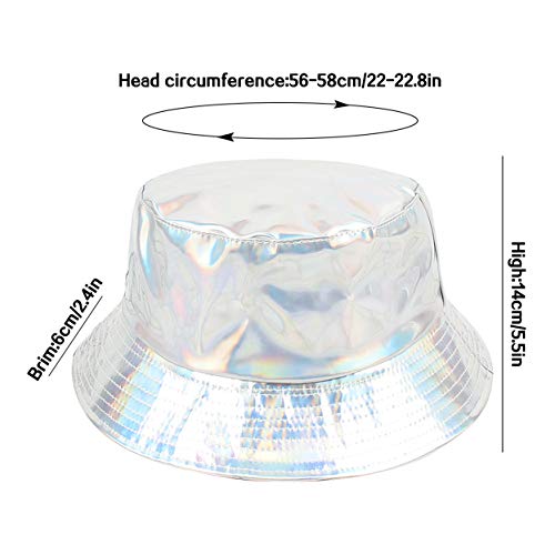 Xyiyi Women Rain Hats Waterproof Rain Hat Wide Brim Bucket Hat Rain Cap, Double-Side-Wear (Silver) #TOP4