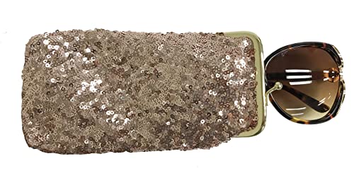 Sioglam Sparkle Sequins Kiss Lock Soft Eyeglass Case Sunglasses Holder Purse For Women Girls (Rose Gold) #TOP2