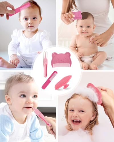 Miniatura 6 de Scjjz Peine Bebe,4 Pcs Cepillo De Baño Para Bebe Cepillo Costra Láctea Bebe Cepillo De Masaje De Silicona Peine De Masaje Y Cepillo De Baño Apto Cepillo De Ducha Bebe Para Recién Nacidos,Bebés