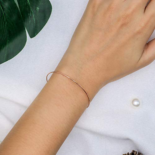 SEA OF ICE Sterling Silver 1mm Square Snake Chain Bracelet For Women, Size 7.25" Italy4