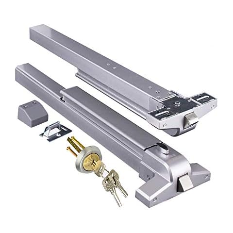 COOLOUS Door Push Bar Panic Exit Device with Exterior Lever Emergency Lock Stainless Steel Commercial Door Push Bar Emergency Panic Exit Bar Handle Door Hardware for Metal Wood Door Cover