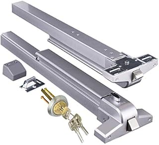 COOLOUS Door Push Bar Panic Exit Device with Exterior Lever Emergency Lock Stainless Steel Commercial Door Push Bar Emergency Panic Exit Bar Handle Door Hardware for Metal Wood Door