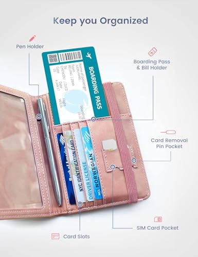 Passport Holder Passport Case Travel Wallet with Vaccination Card Holder Passport Cover with RFID Blocking Clear Pocket For Photo — view 5