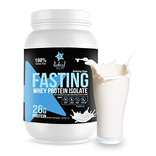 Richard Boy Fasting Whey Protein Isolate Vanilla - 100% Natural Whey Protein Powder - 100% Grass-Fed - Gluten Free Keto Whey Protein - With Coconut Oil - Vanilla Whey Protein Shake (2 Pounds) #TOP21