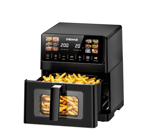Image of DEIME Air Fryer 10 QT, 2100W Large Capacity with 12 Preset, Visual Cooking Window, Non-Stick Basket, Recipe Included 1800w