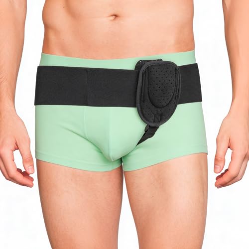 Imagen de Adamson H3 Cinturón de hernia para hombre Cinturón ajustable para hernia inguinal lateral Compresión ingle con correa de cintura ajustable Ajuste universal discreto y soporte cómodo