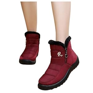 Sneeuwlaarzen voor dames, gevoerd, waterdicht, plus fluweel, korte schacht, laarzen, warme antislip buitenkant…